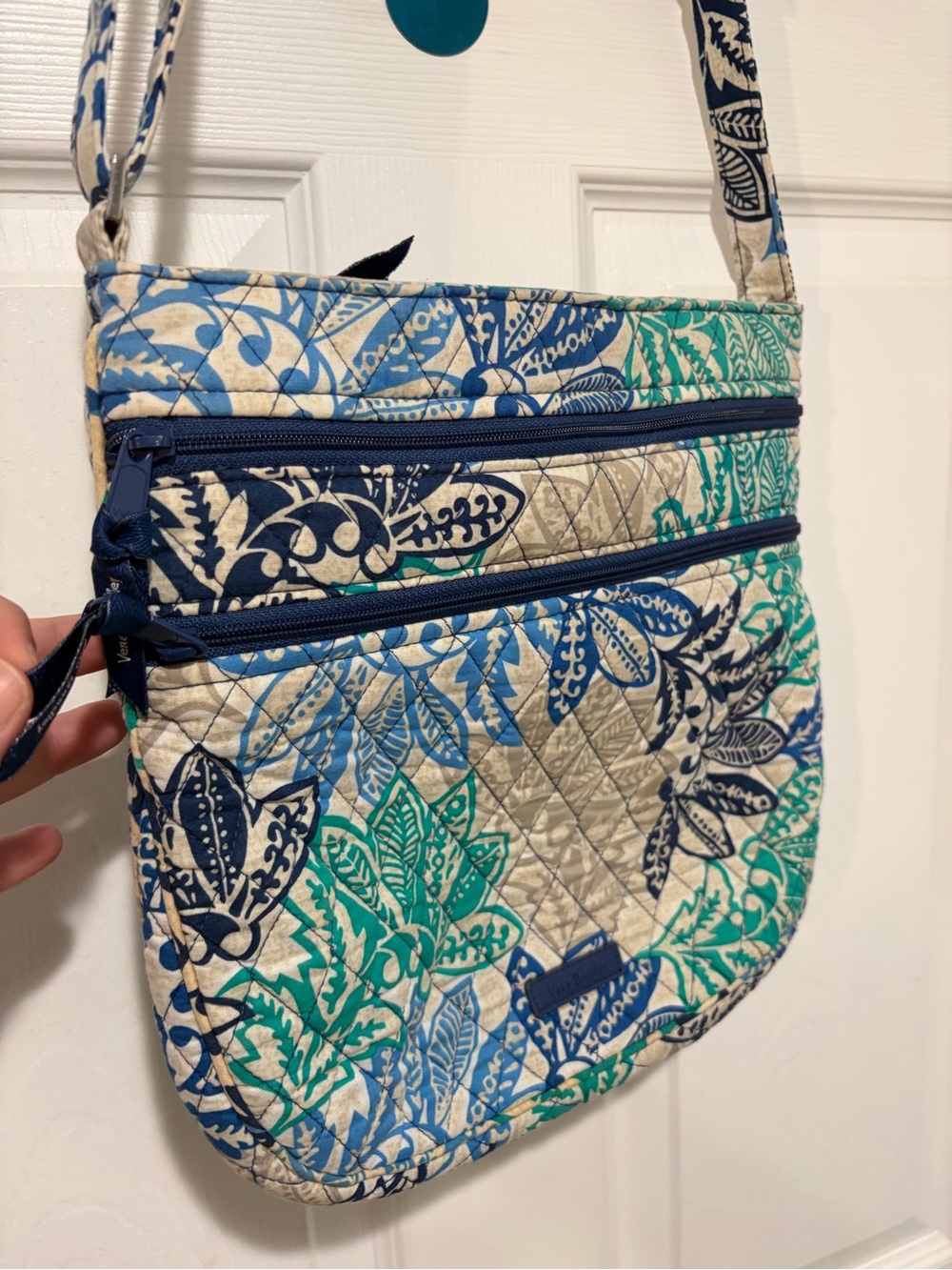 VERA BRADLEY Quilted Floral Triple Zip Hipster Crossbody Bag in retired Santiago